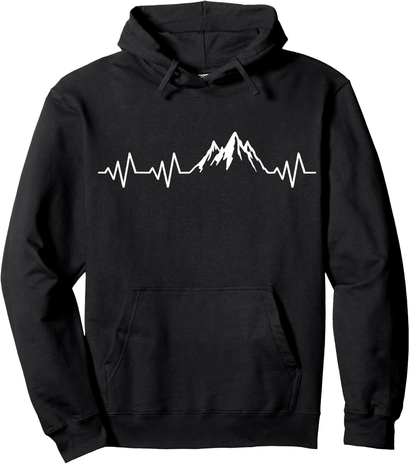 for Hiking Heartbeat Mountain Mountain EKG Mountaineering Hiker Pulse, black Hoodie - Hoodie | Black