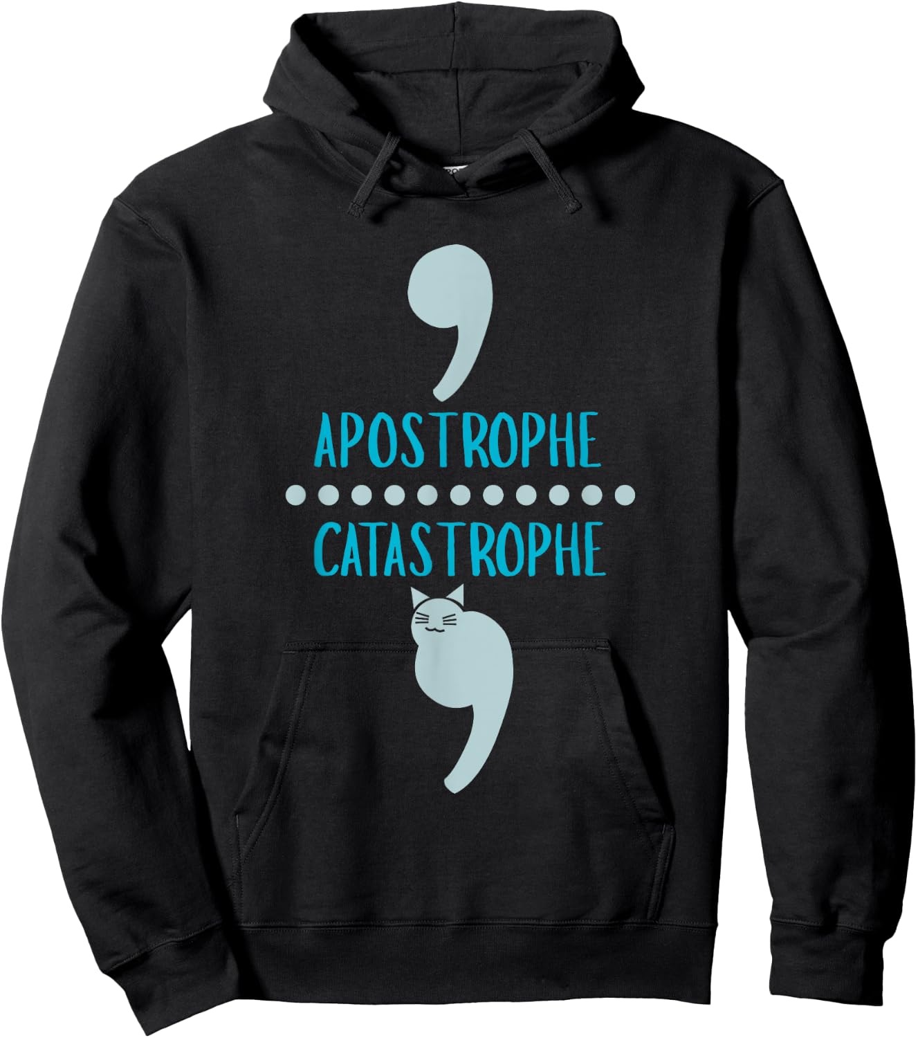 Cat Grammar Funny English Teacher Pun T Shirt Men Women Girls Kids Hoodie - Hoodie | Black