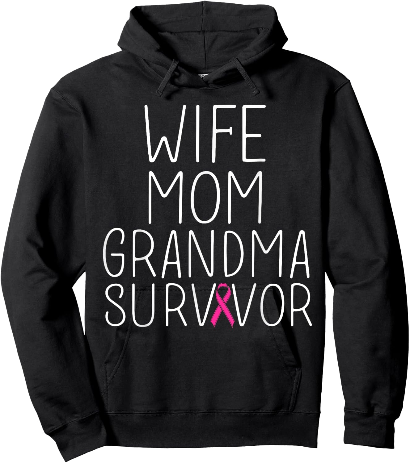 Wife Mom Grandma Survivor - Breast Cancer Shirt Gift Hoodie - Hoodie | Black