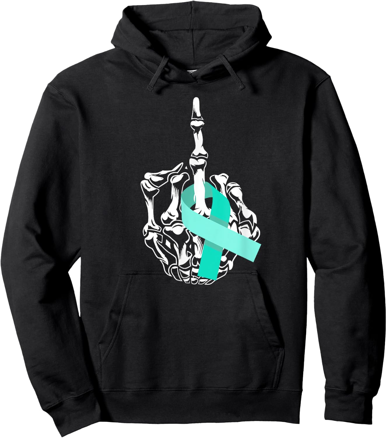 Fuck Ovarian Cancer Middle Finger Ovarian Cancer Awareness Hoodie - Hoodie | Black