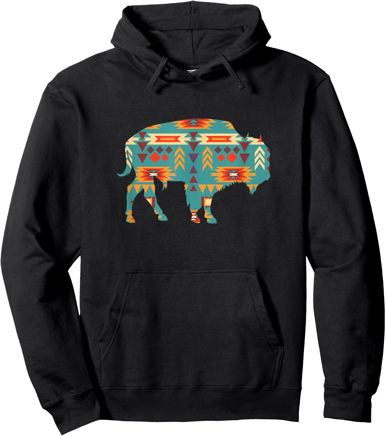 Unique Western Aztec Buffalo Navajo Bison Hoodie - Hoodie | Black