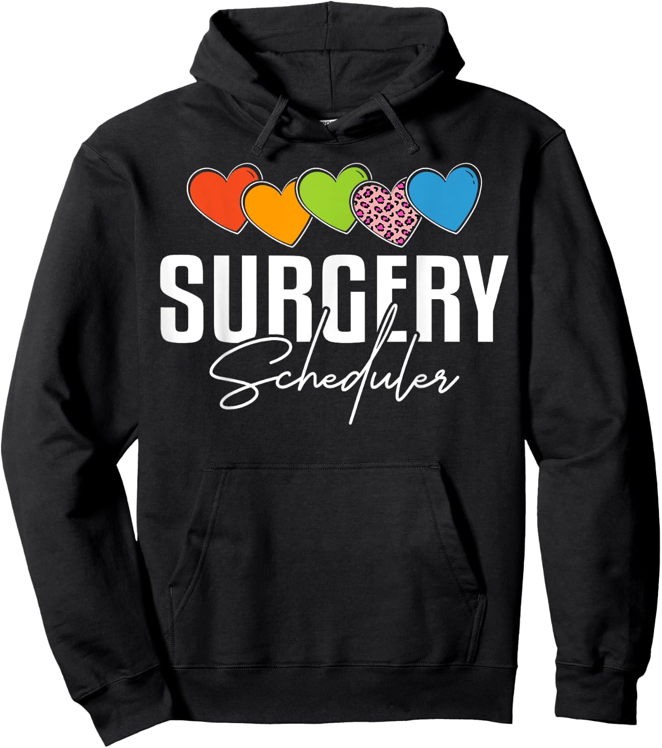 Surgery Scheduler Heart Leopard Hoodie - Hoodie | Black