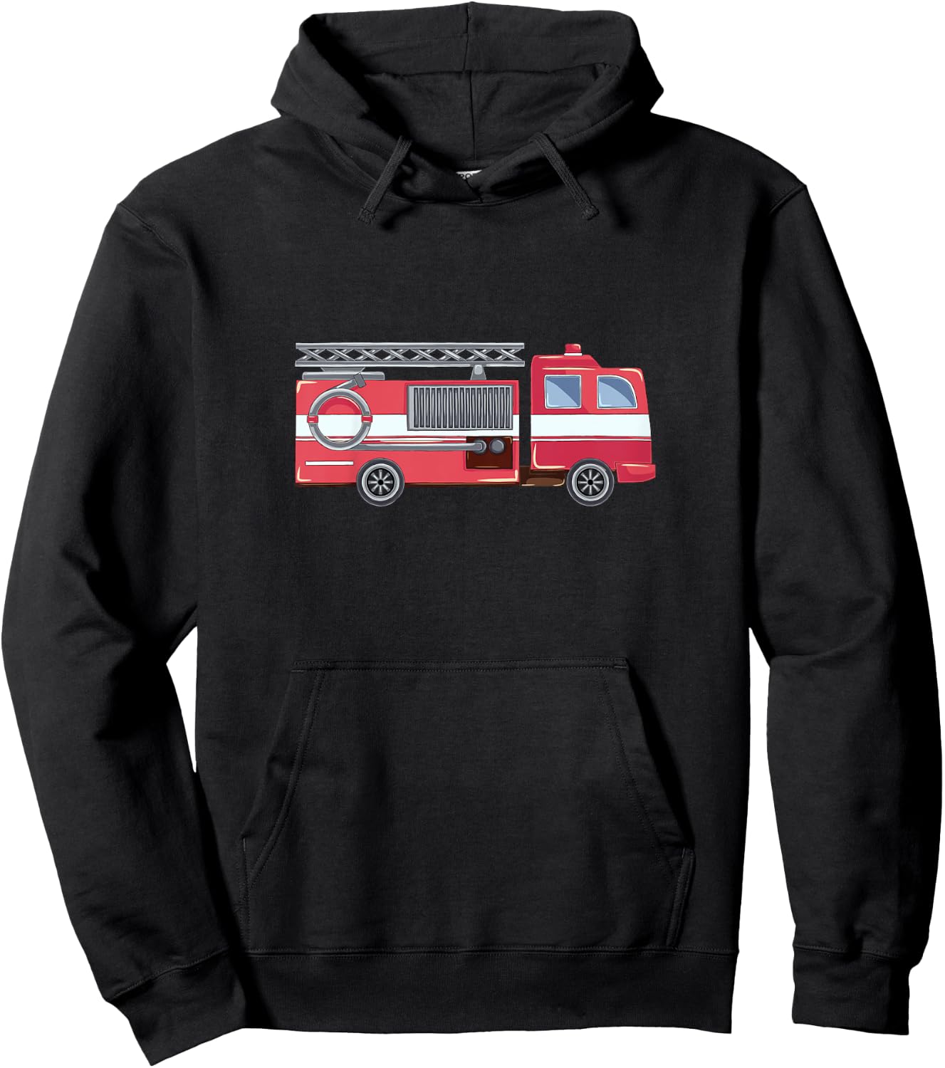 Feuerwehr Kinder Mit Rotem Feuerwehrauto Hoodie - Hoodie | Black