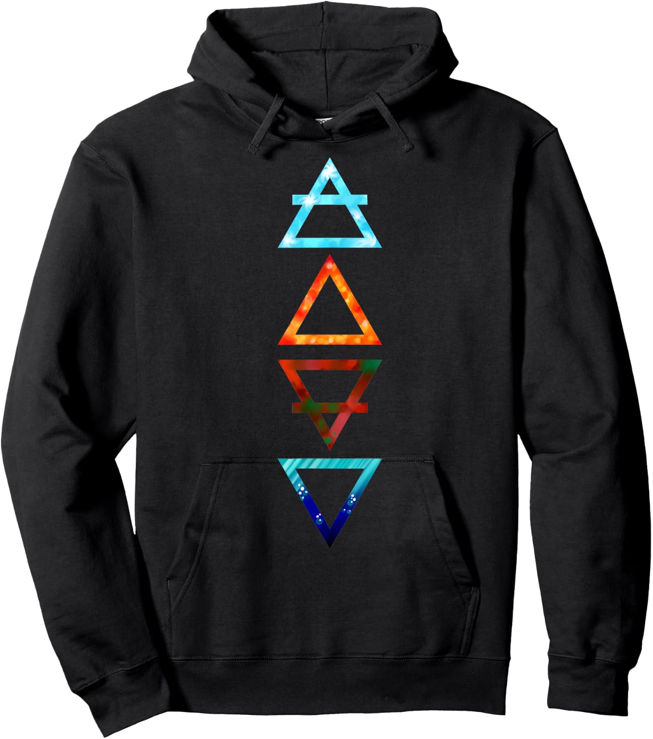 Griechische Dreieckssymbole mit vier Elementen (Luft, Feuer, Erde, Wasser) Hoodie - Hoodie | Black