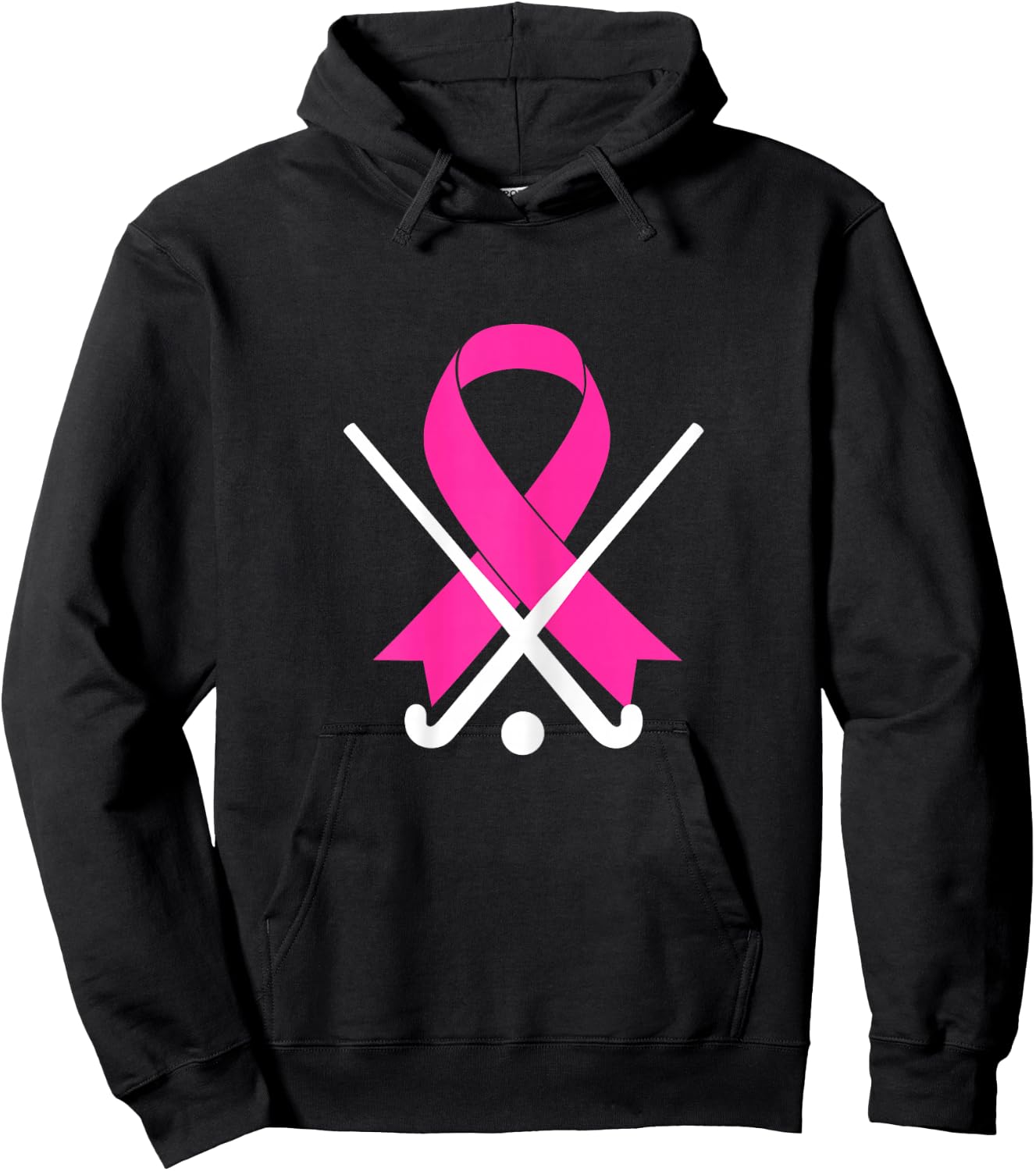 Field Hockey for Girls Breast Cancer Awareness Pink Ribbon Hoodie - Hoodie | Black