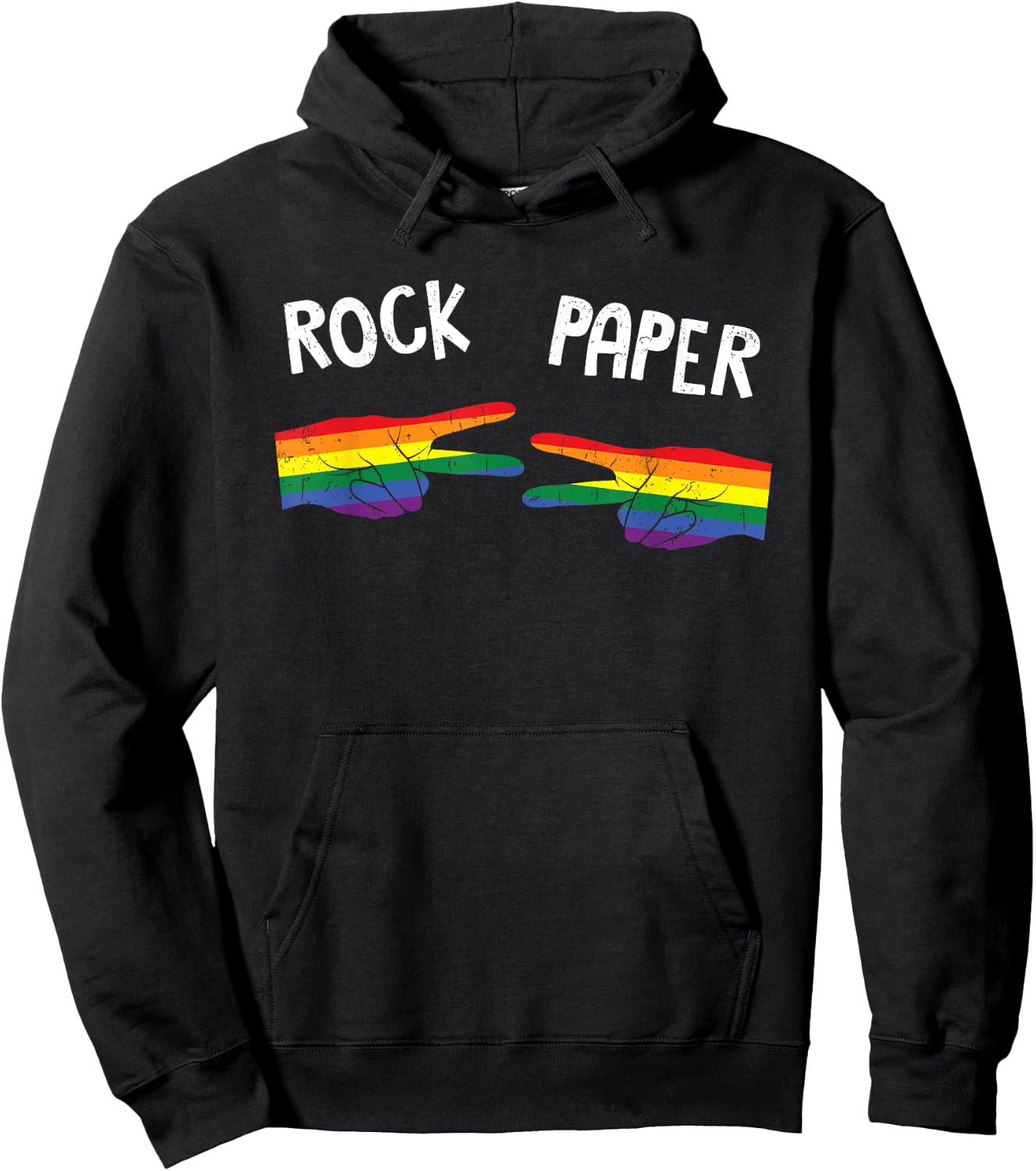 LGBT Rock Paper LGBTQ Lesbian Gay Pride Grunge Hoodie - Hoodie | Black