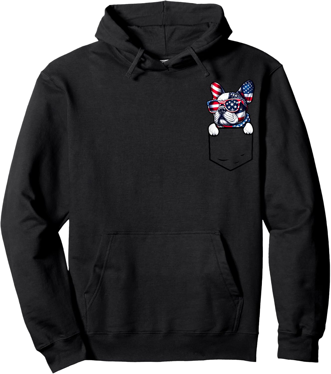 French Bulldog Pocket Frenchie American USA 4th Of July Dog Hoodie - Hoodie | Black