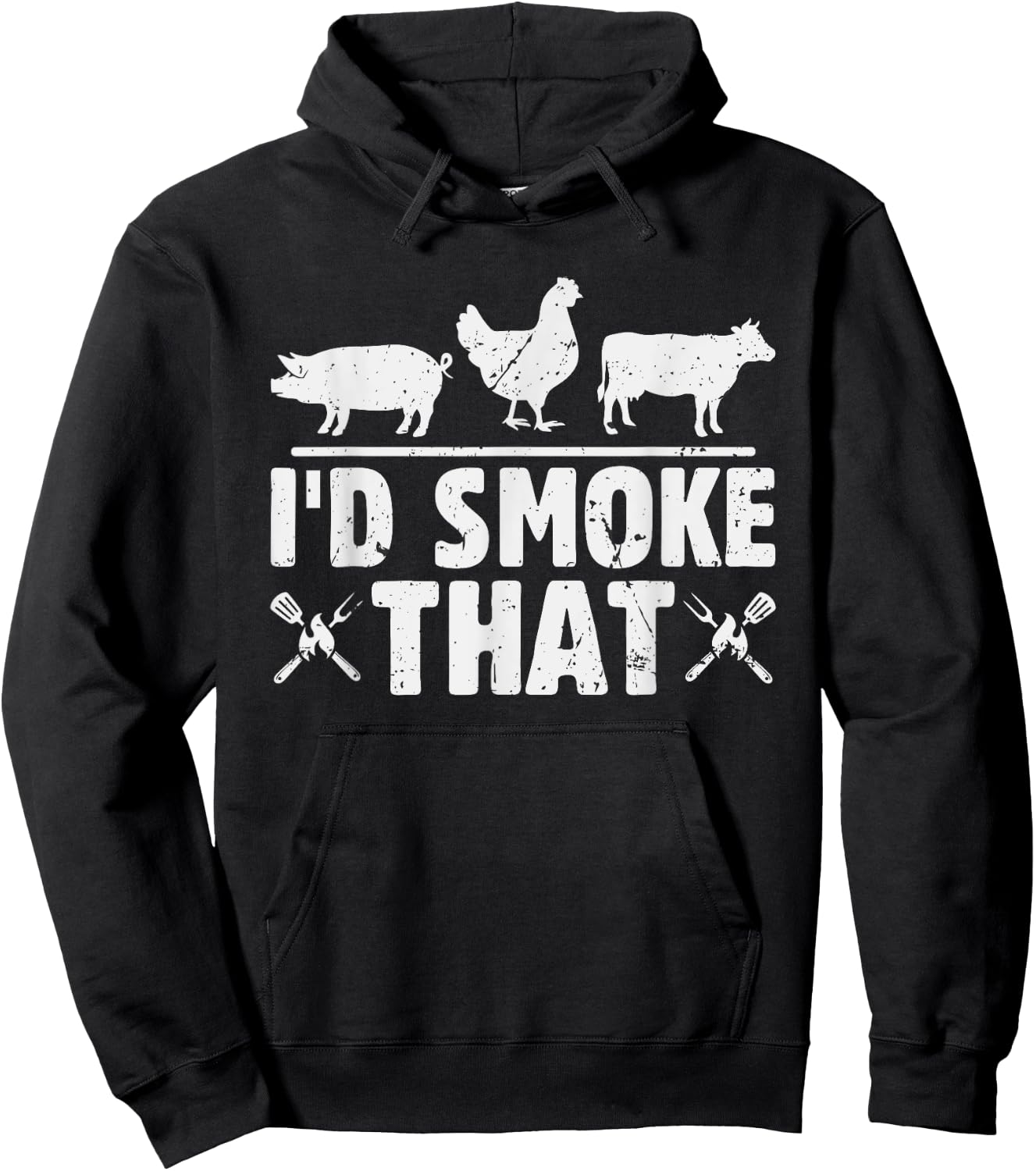 Funny Retro BBQ Party Smoker Chef Dad I'd Smoke That Hoodie - Hoodie | Black