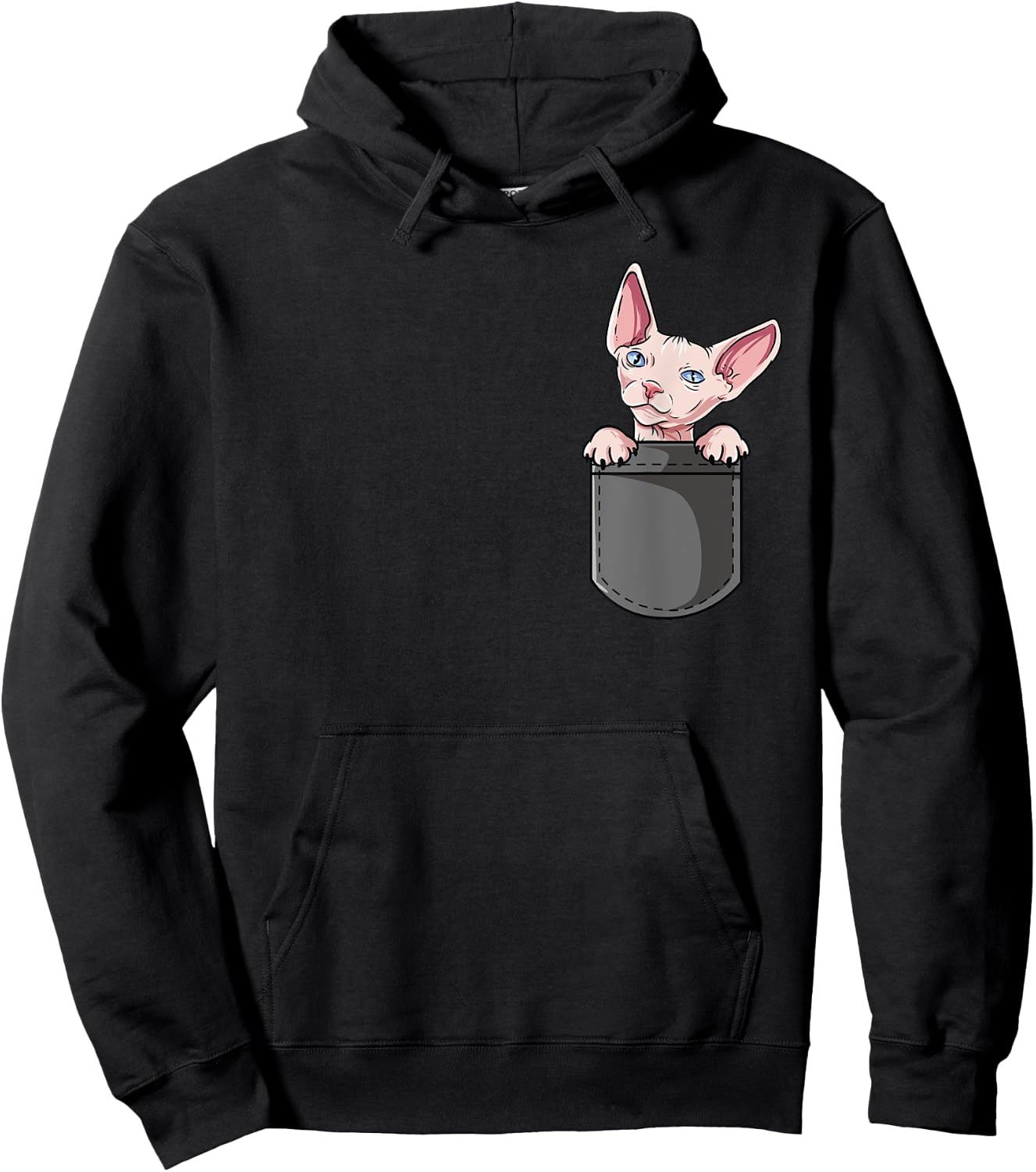 Cute Hairless Cat Design - Pocket Sphynx Hoodie - Hoodie | Black