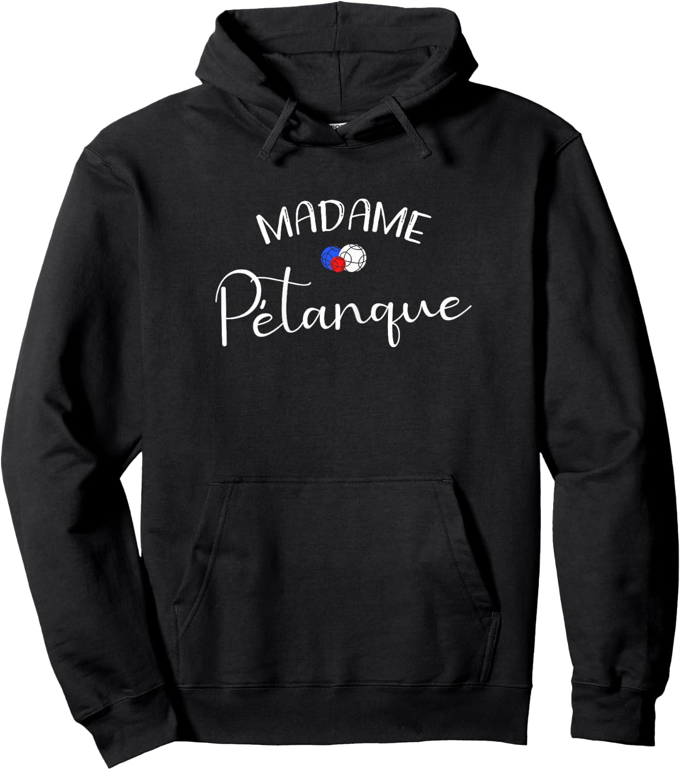 Madame Pétanque 3 balls French colour , Black Hoodie - Hoodie | Black