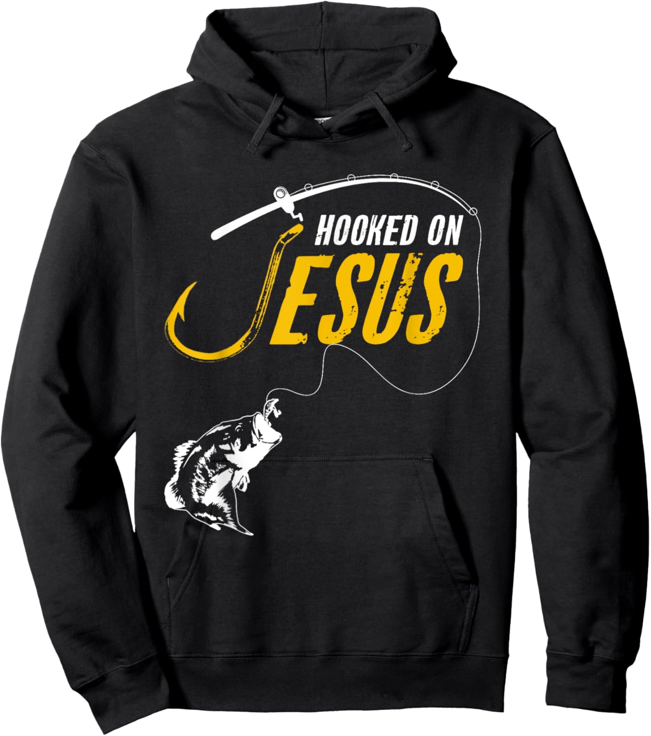 Hooked on Jesus Funny Christian Fishing Hoodie - Hoodie | Black