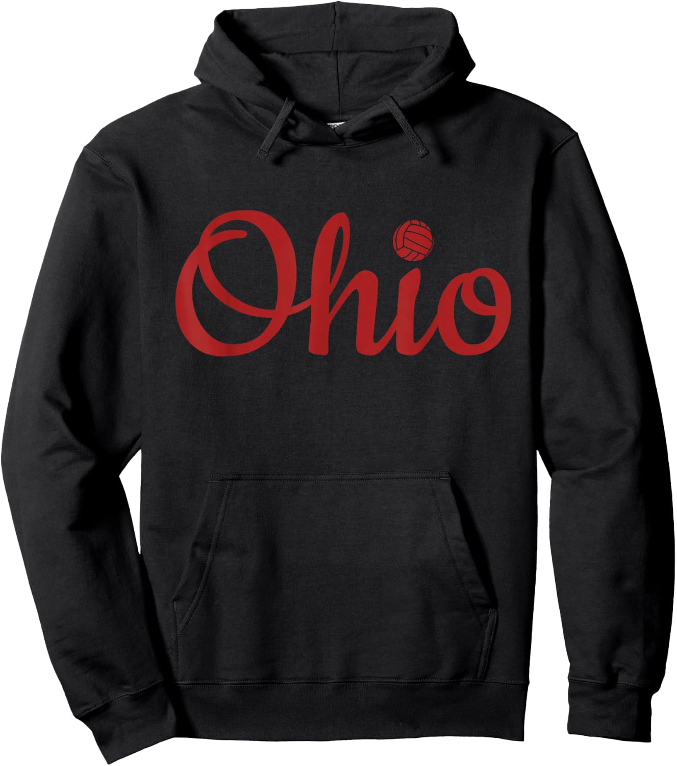State of Ohio Red Script Volleyball Coach Player T Shirt Hoodie - Hoodie | Black