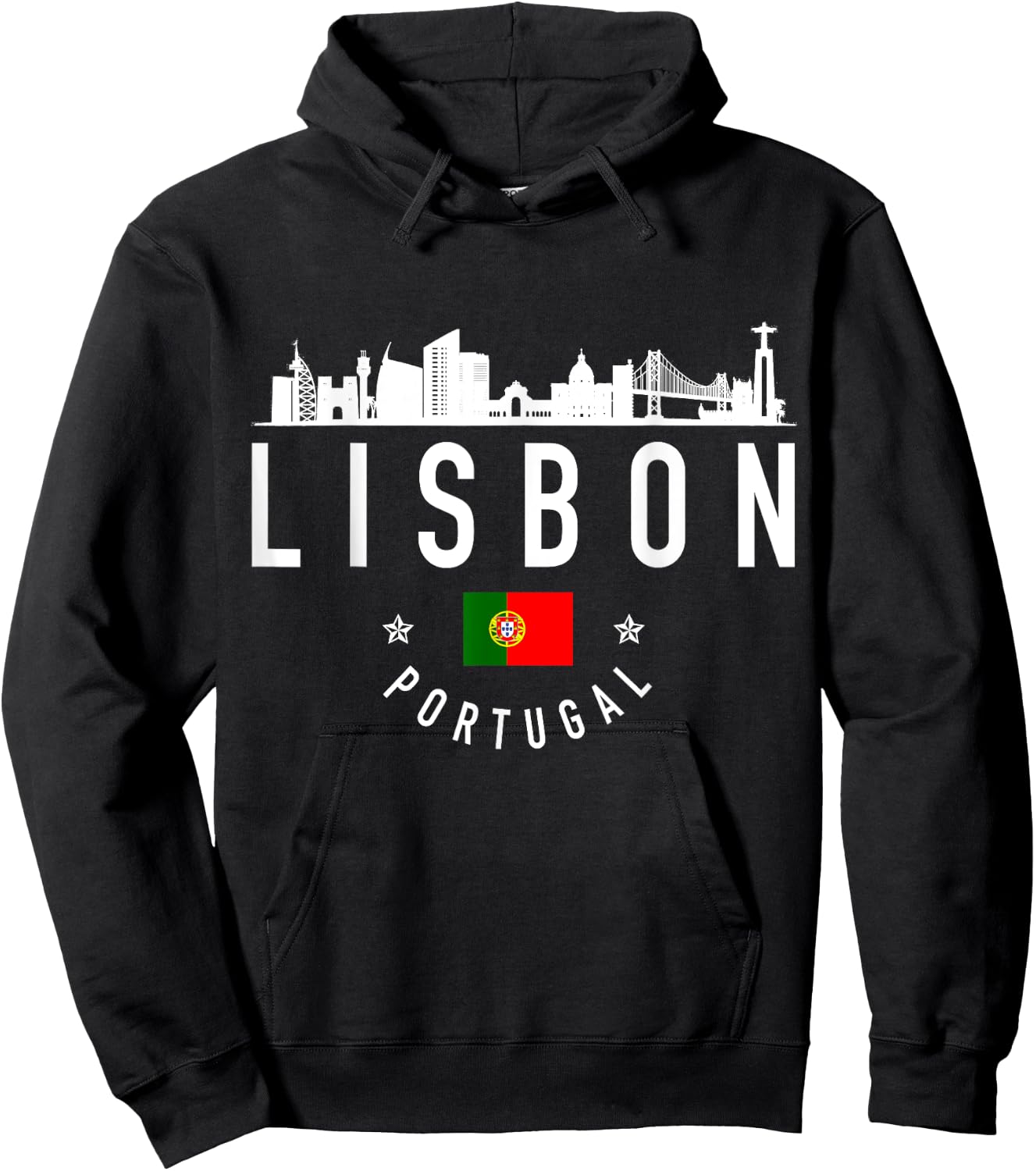 Lisbon Portugal Skyline Portuguese Flag Pride Souvenir Hoodie - Hoodie | Black