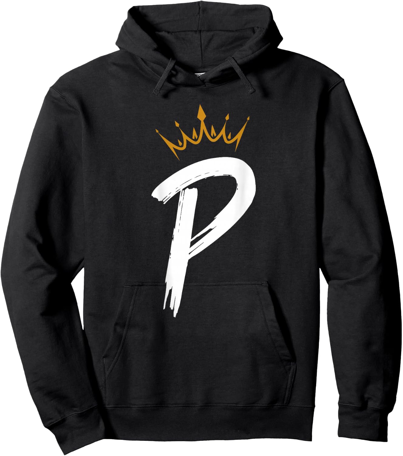 Queen King Letter P - BACKSIDE Letter With Crown Alphabet Hoodie - Hoodie | Black