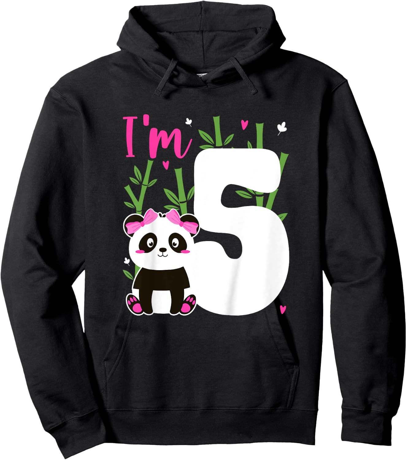 Kids 5th Panda Birthday 5 Year Old Girl Panda Bear Birthday Hoodie - Hoodie | Black