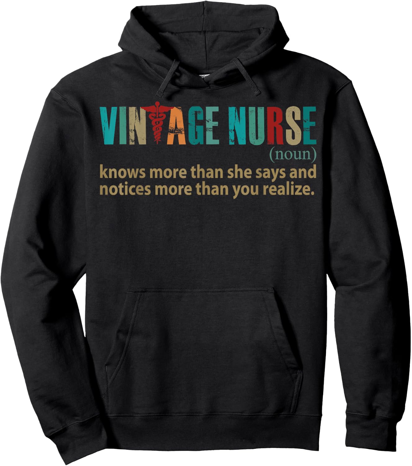 Vintage Nurse Knows More Than She Says Noun funny definition Hoodie - Hoodie | Black