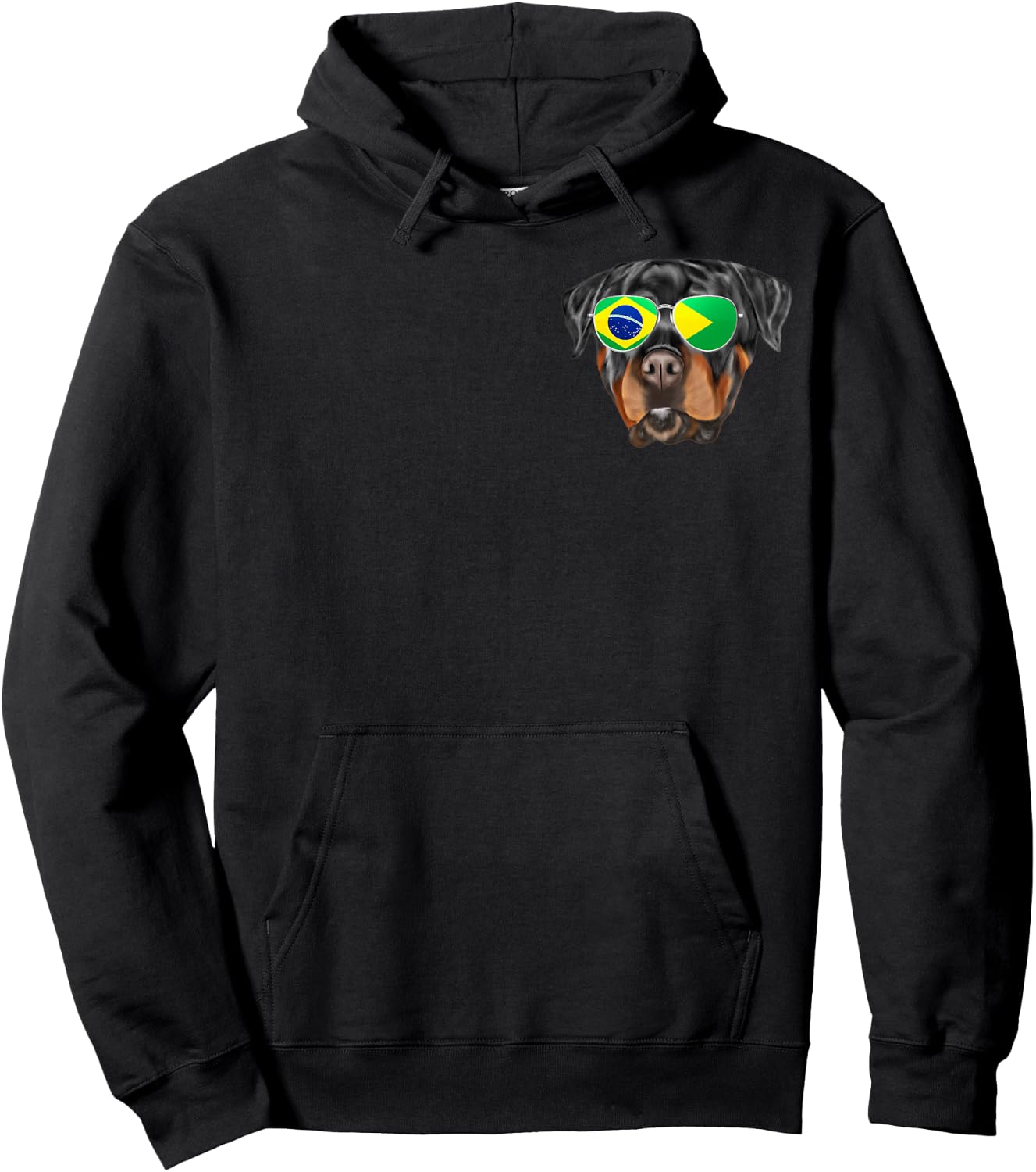 Brazilian Flag Rottweiler Dog Brazil Pocket Hoodie - Hoodie | Black