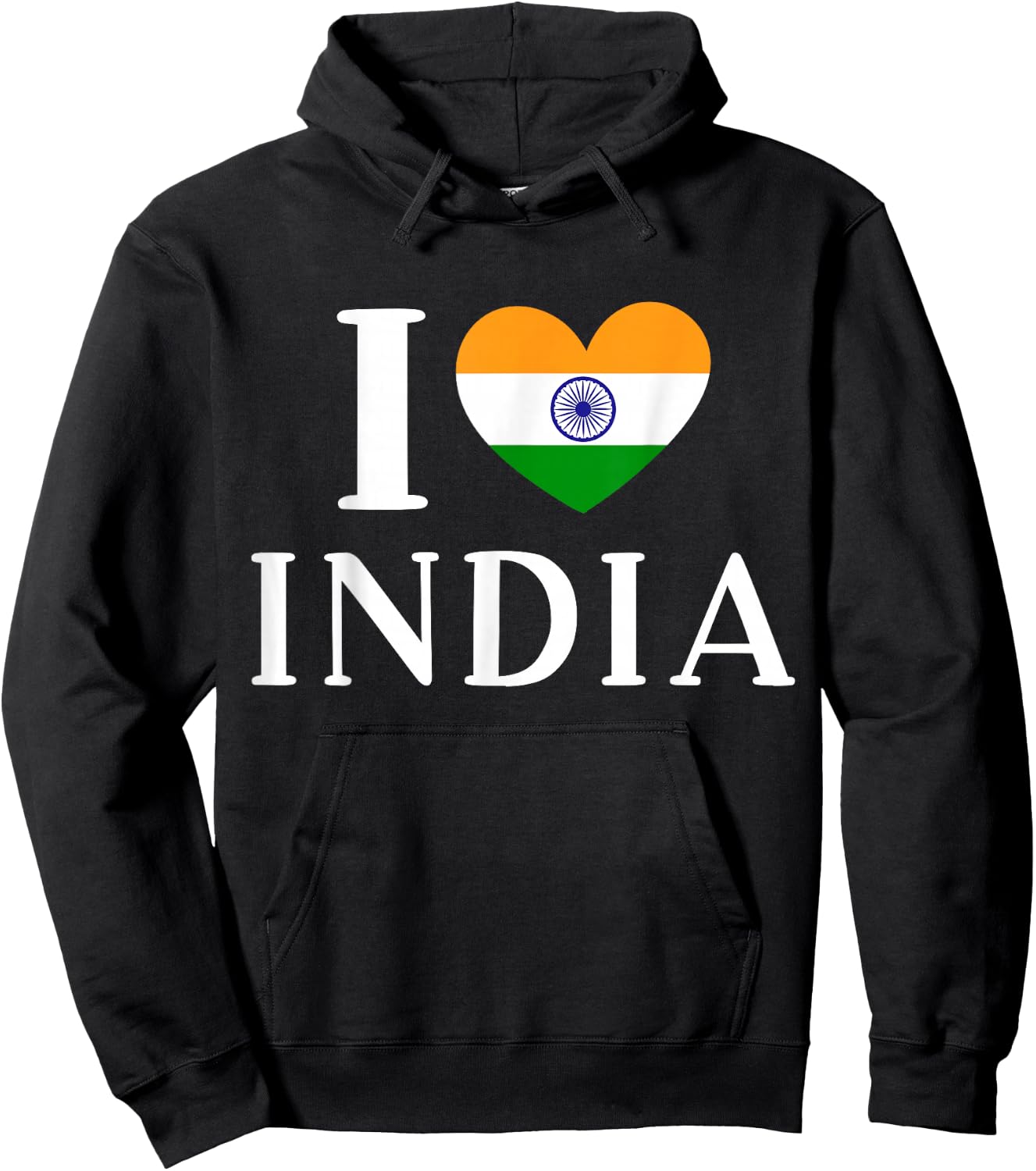 I Love India Flag Heart , Black, S Hoodie - Hoodie | Black