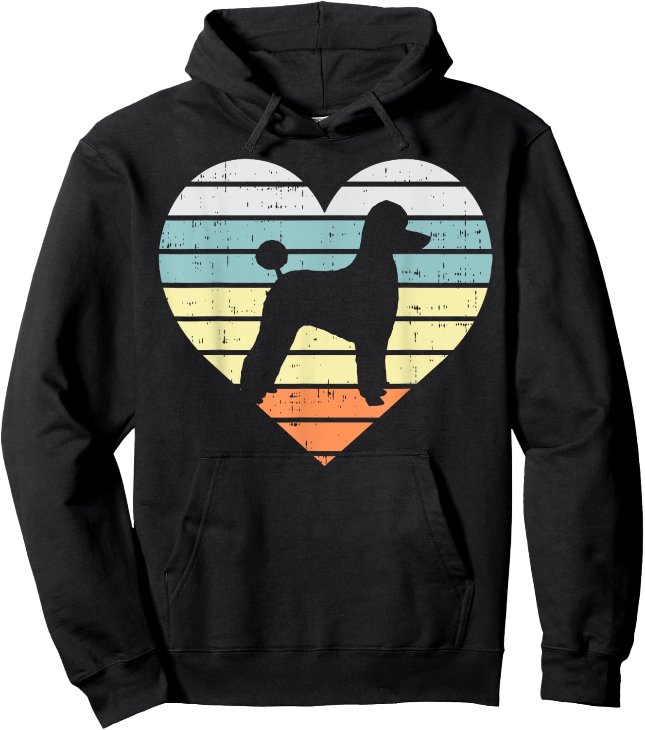 Poodle Silhouette Heart Sunset Retro Dog Lover Owner Gift Hoodie - Hoodie | Black