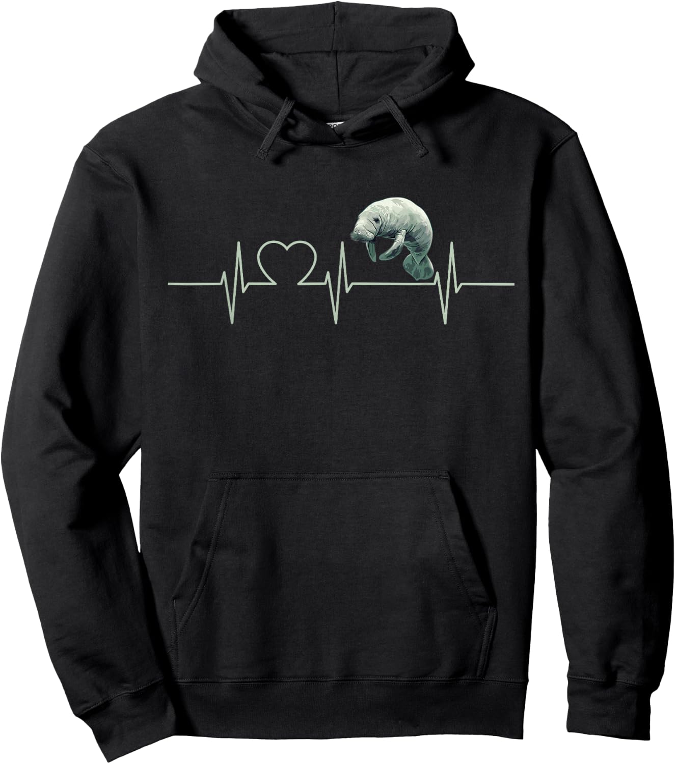 Manatees Manatee Heartbeat Hoodie - Hoodie | Black
