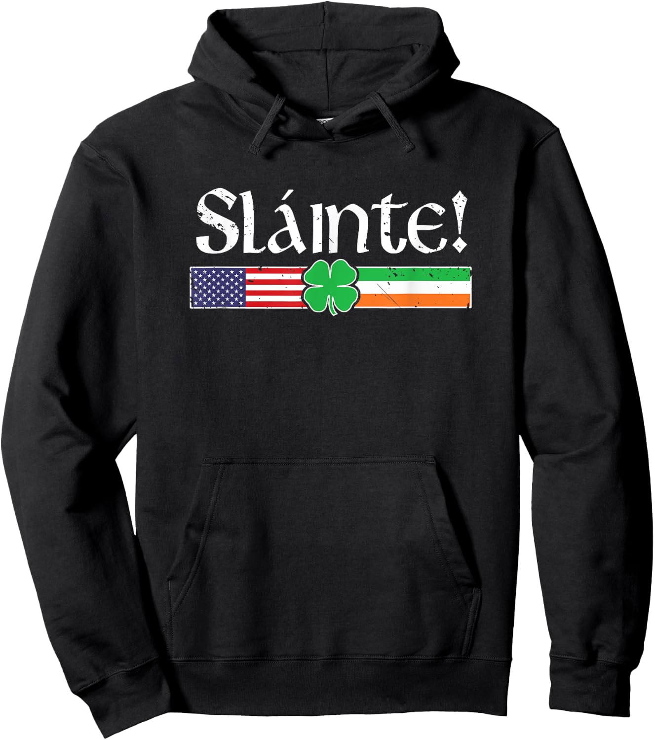Slainte Shirt Irish American Cheers Shamrock St Paddys Day Hoodie - Hoodie | Black