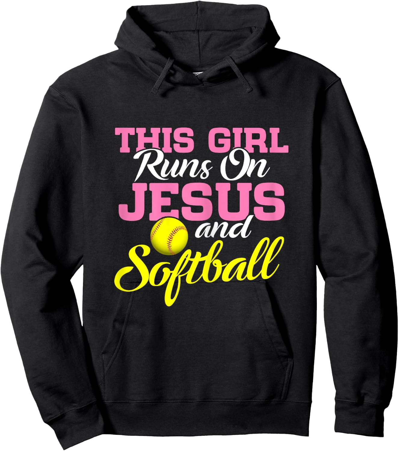 This Girl Runs On Jesus and Softball Women Christian Hoodie - Hoodie | Black