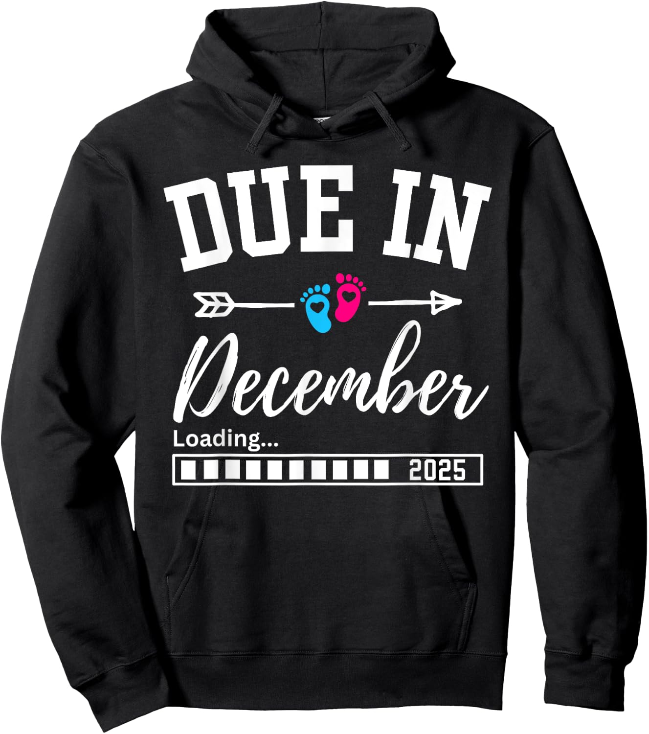 Due In December Loading 2025 New Baby Pregnancy Announcement Hoodie - Hoodie | Black