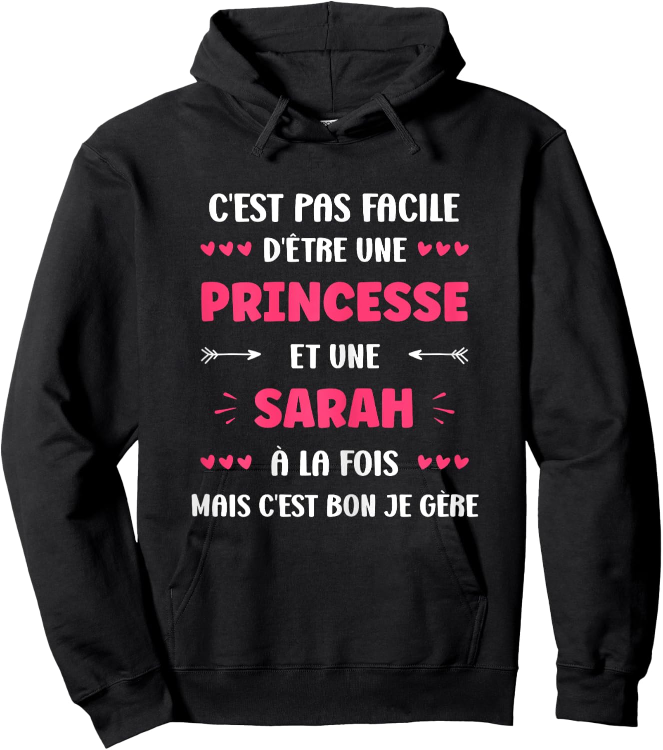 Princess Super Sarah Girl Name Funny Sarah , Black, Female X-Small Hoodie - Hoodie | Black