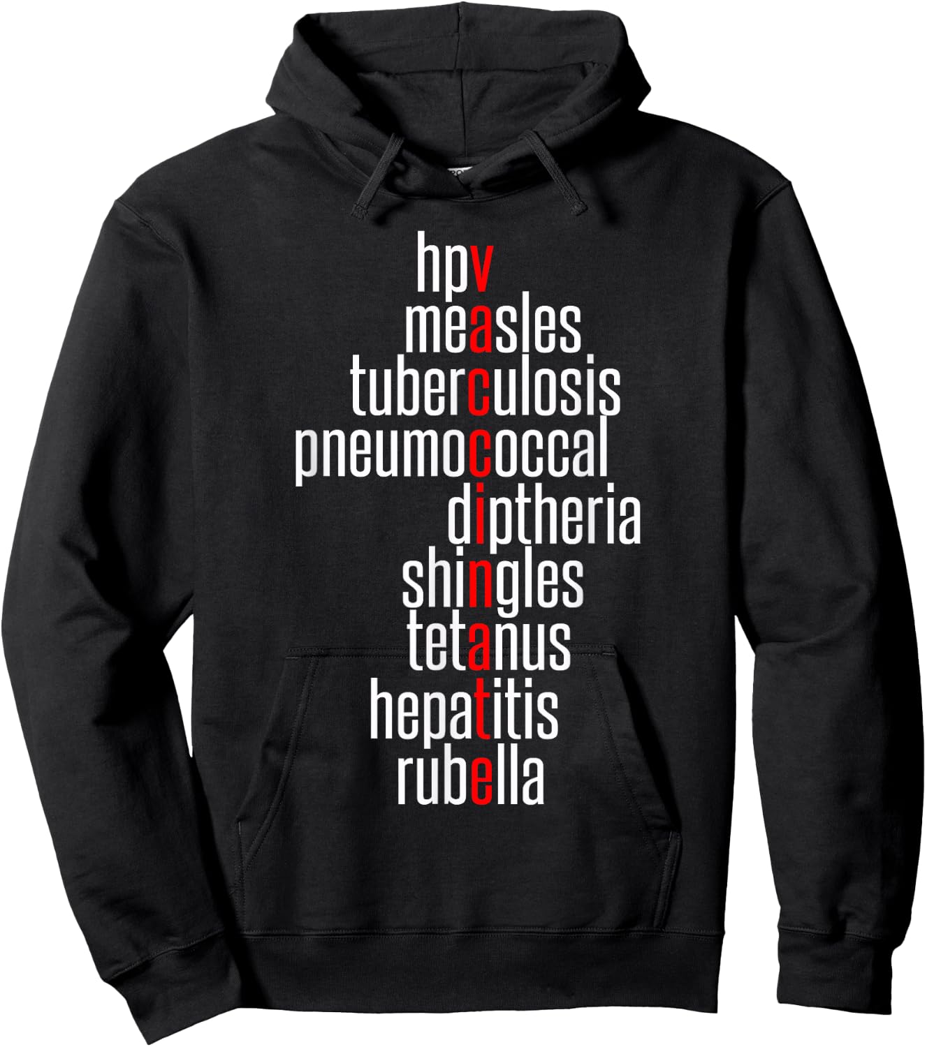 Vaccinate - Immunization Awareness Month - Vaccinations List Hoodie - Hoodie | Black