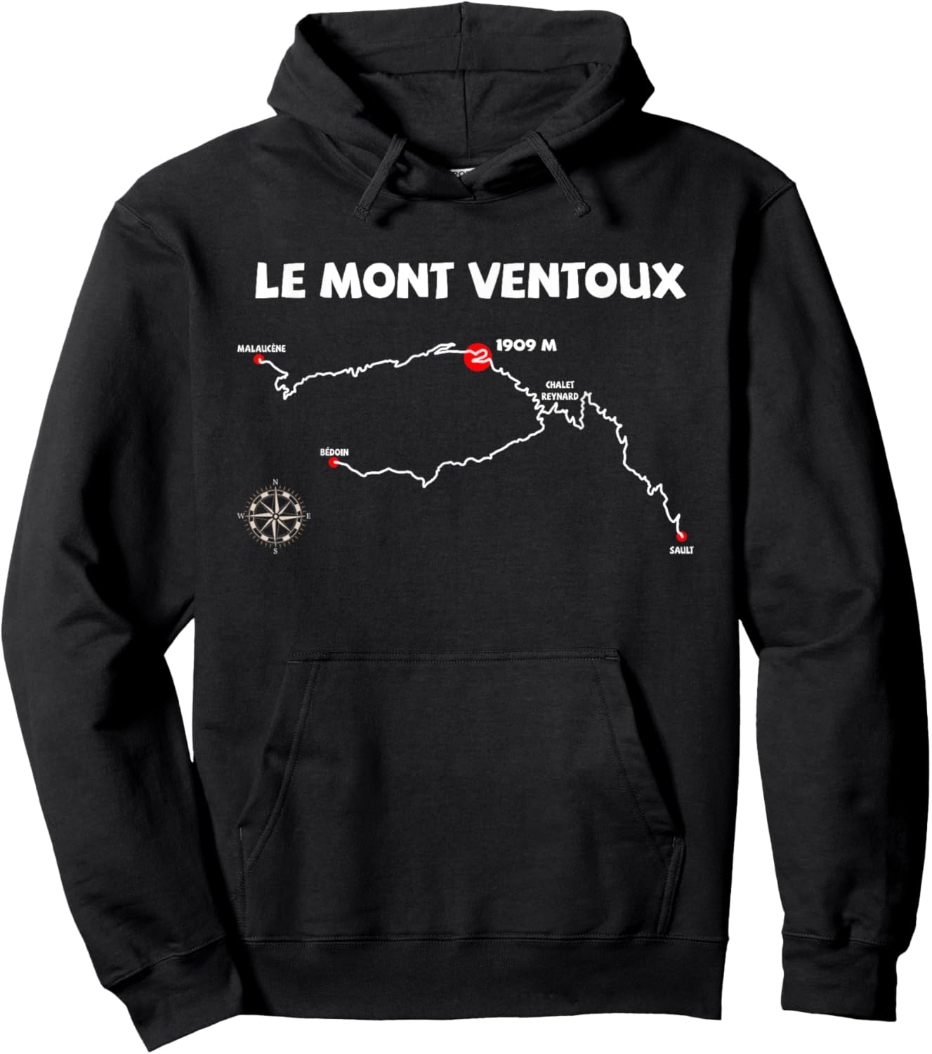 Le Mont Ventoux France Cycling Serpentines Leisure , Black, S Hoodie - Hoodie | Black
