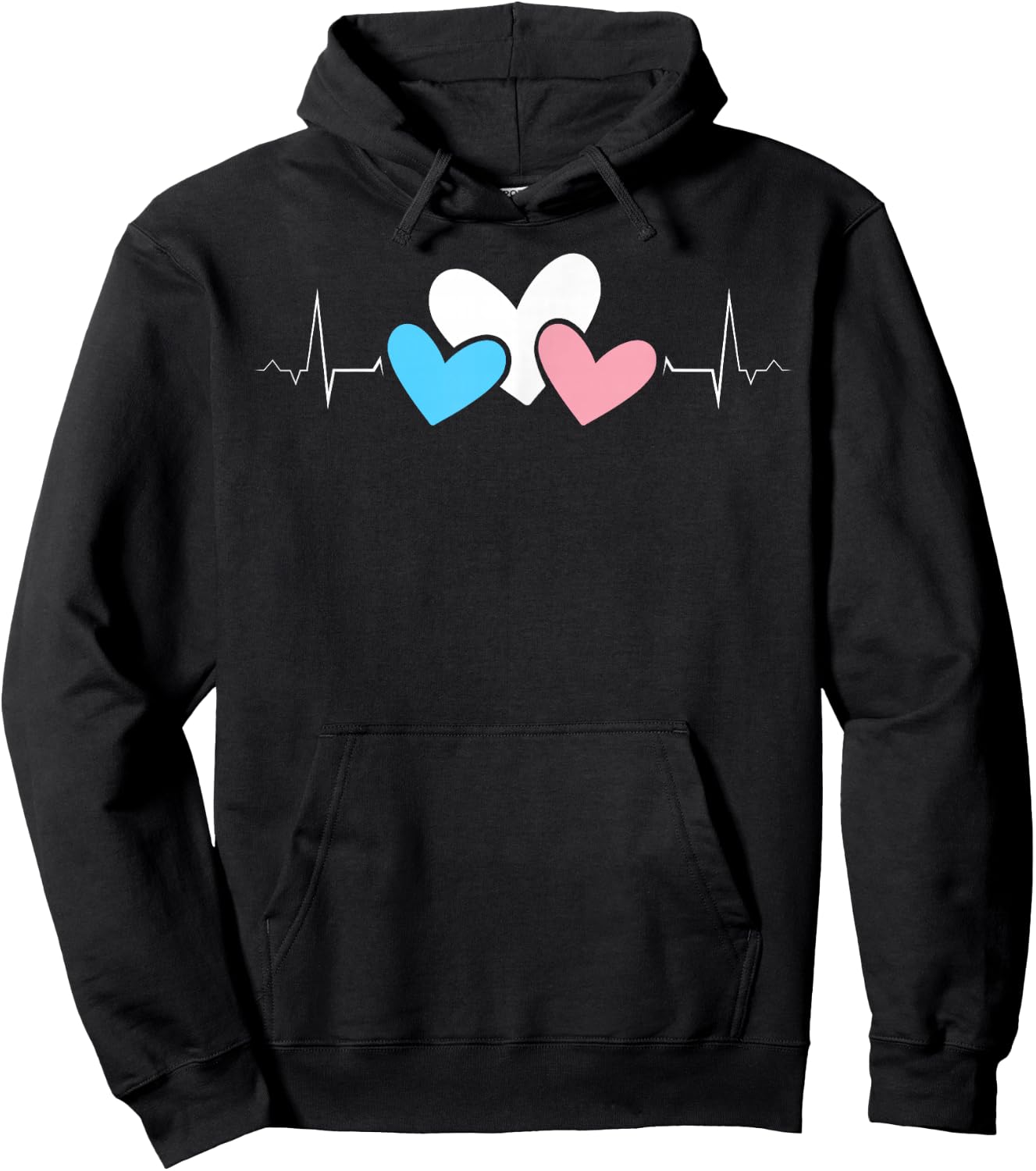 Transgender Hearts Heartbeat LGBTQ+ Pride Love Colors Hoodie - Hoodie | Black