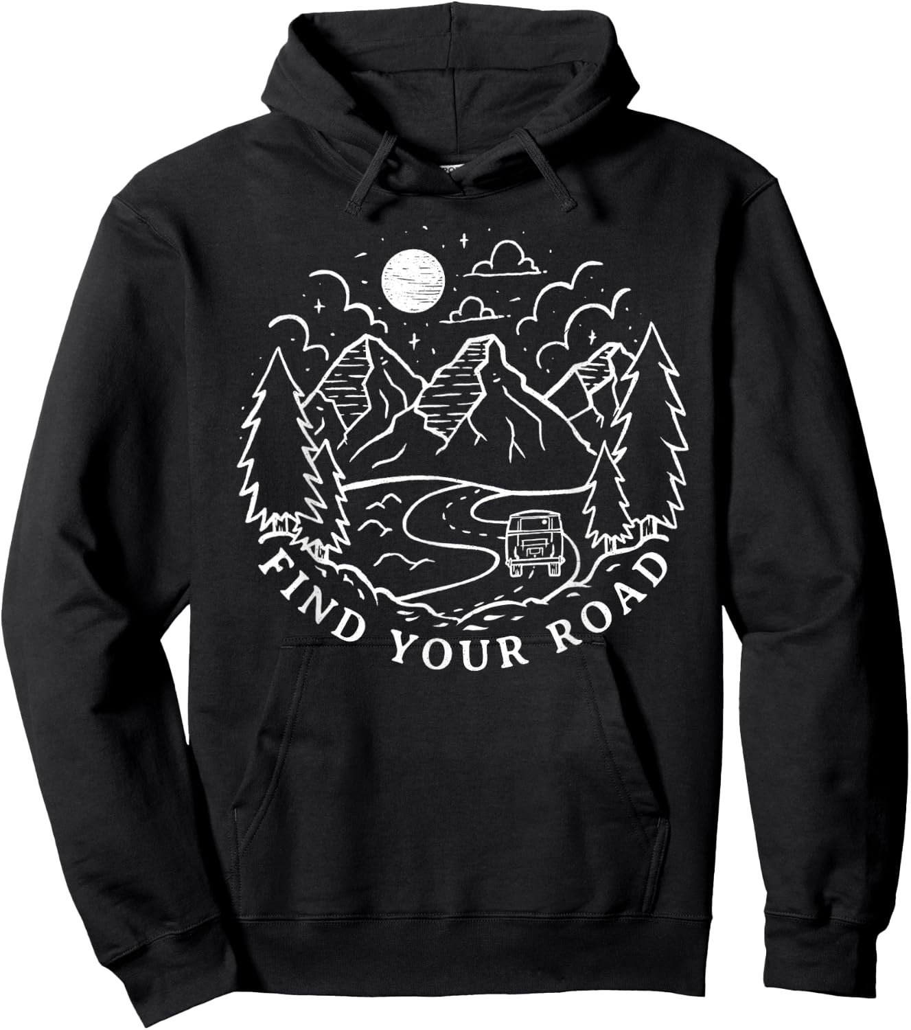 Vintage Retro Find Your Road Boho Peace Hippie Camping Gift Hoodie - Hoodie | Black