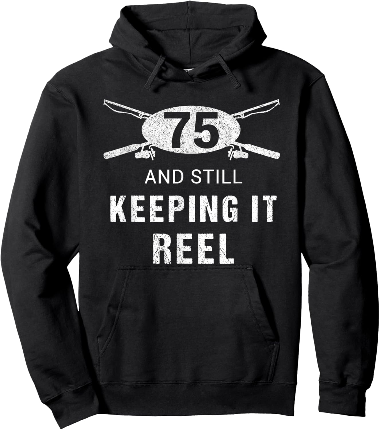Funny Fishing 75th Birthday Gift Fisherman Shirt 75 Year Old Hoodie - Hoodie | Black