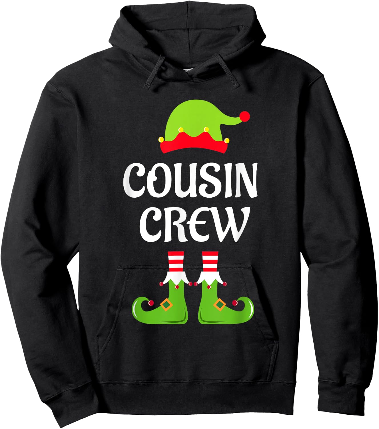 Cousin Crew Elf Christmas Funny Xmas Family Matching Pajamas Hoodie - Hoodie | Black