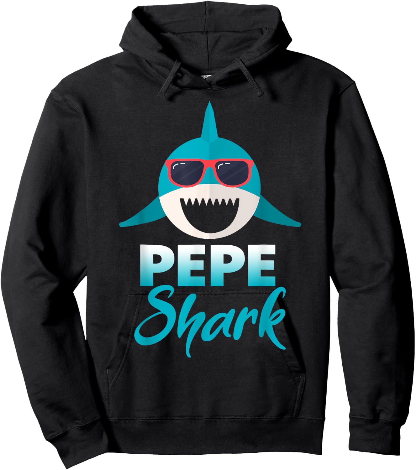 Pepe Shark Wearing Cool Sunglasses Grandpa Hoodie - Hoodie | Black