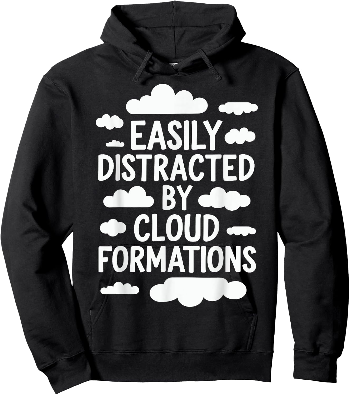 Easily Distracted By Cloud Formations Hoodie - Hoodie | Black