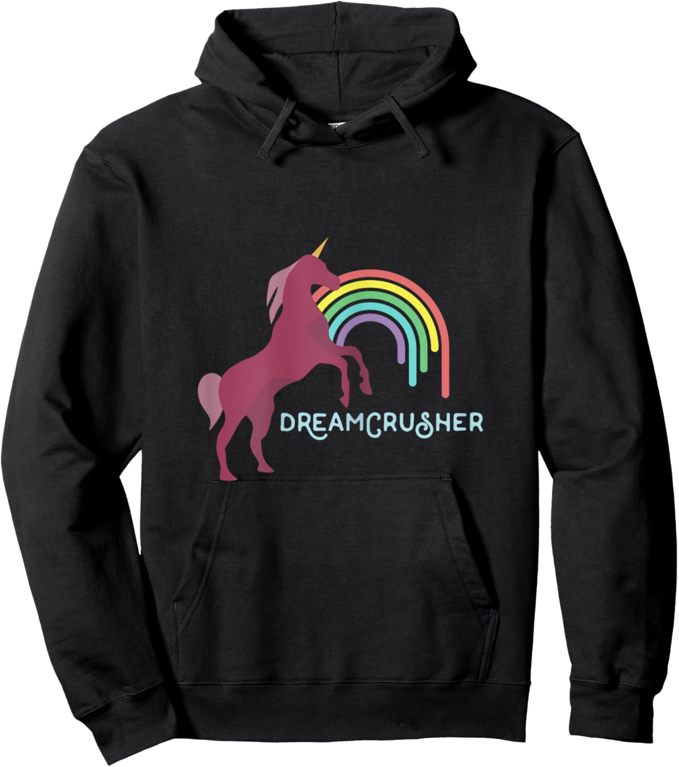 Dreamcrusher Unicorn and Rainbow Novelty Hoodie - Hoodie | Black