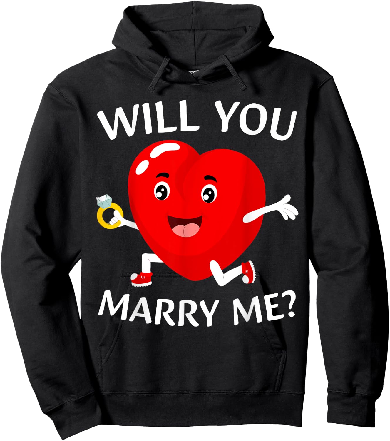 Will You Marry Me? Love Heart Marriage Proposal Wedding Art Hoodie - Hoodie | Black