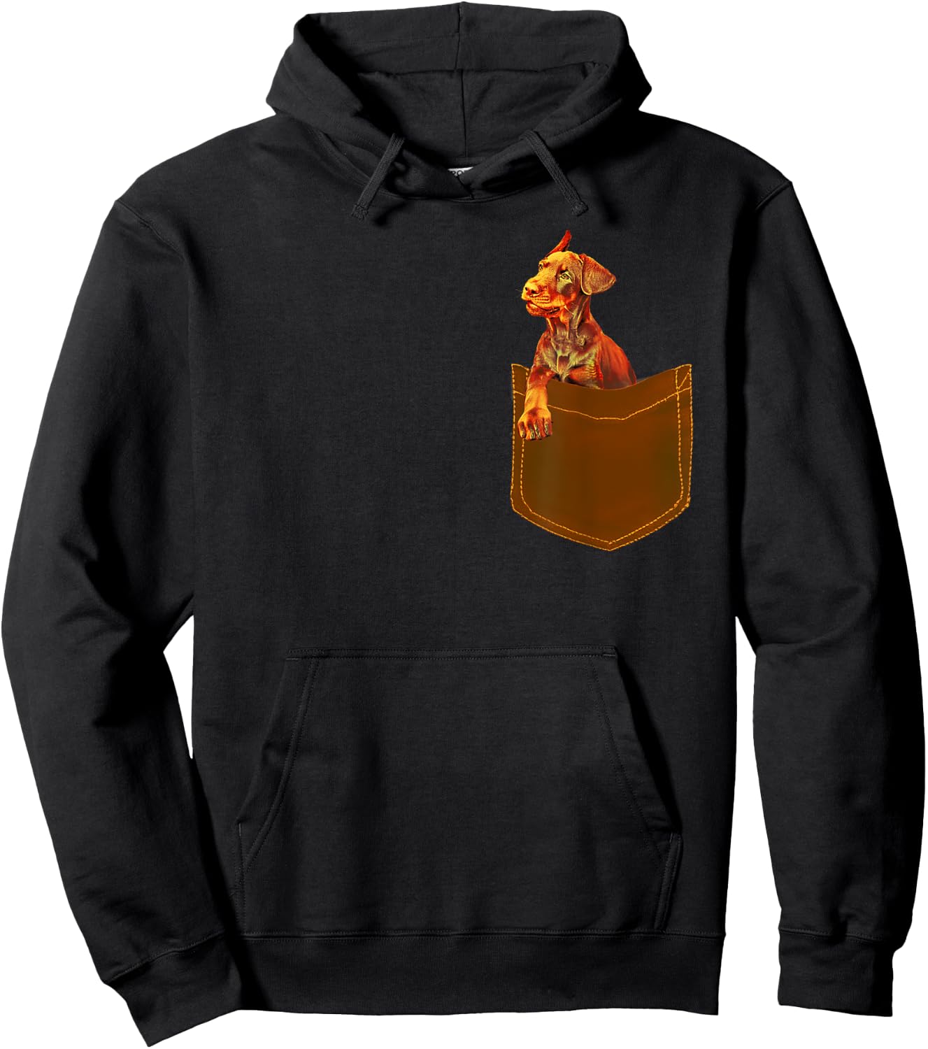 Doberman Shirt - Doberman Puppy in Pocket Women Kids Hoodie - Hoodie | Black
