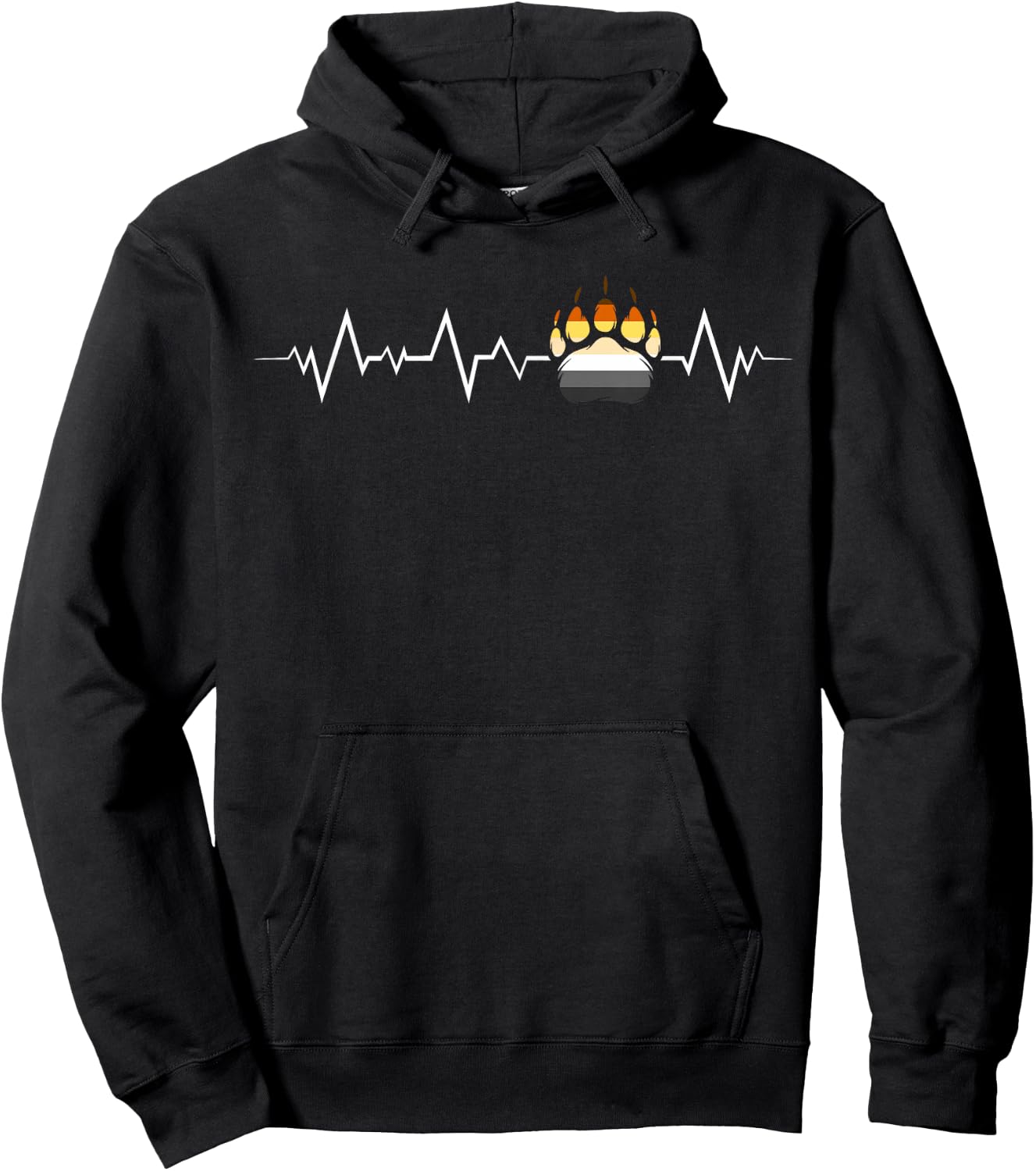 Fierté Ours Battement Cœur Patte Bear Flag Hoodie - Hoodie | Black