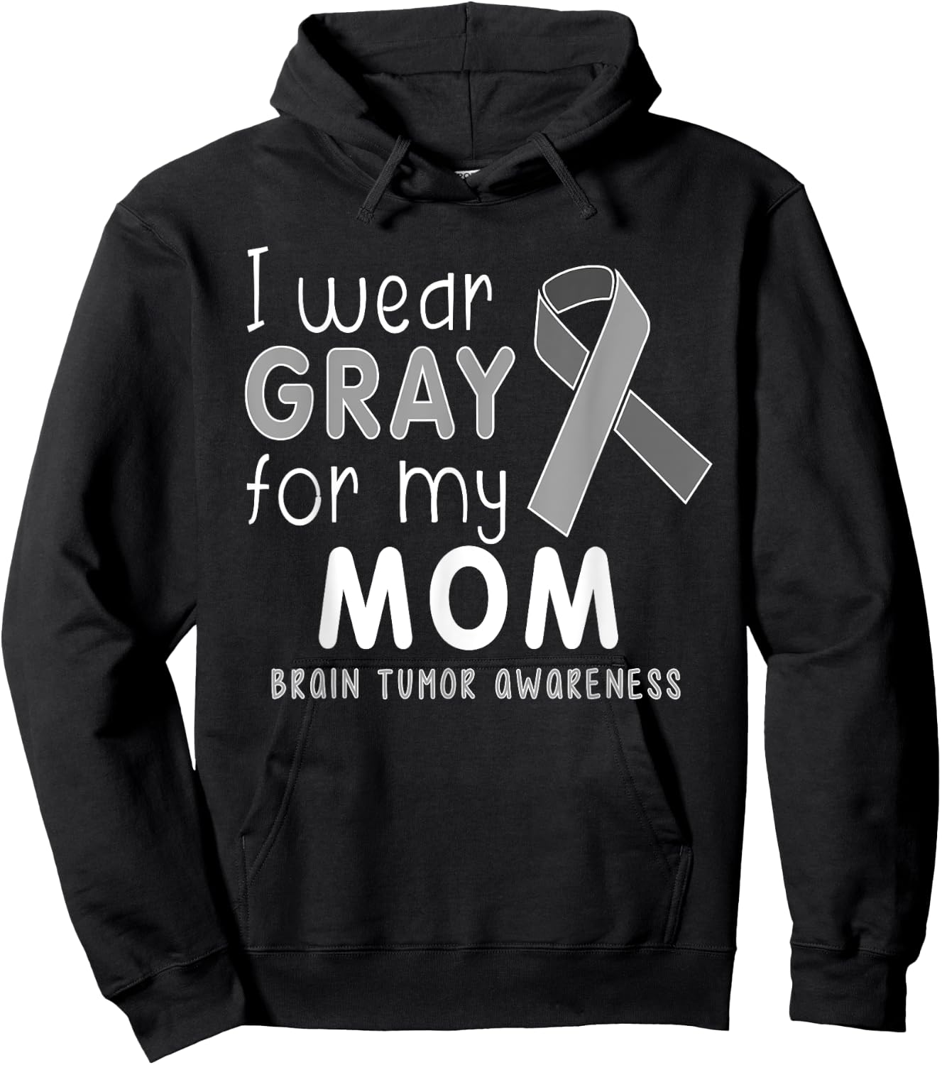 Child Youth I Wear Gray for My Mom, Brain Tumor Awareness Hoodie - Hoodie | Black