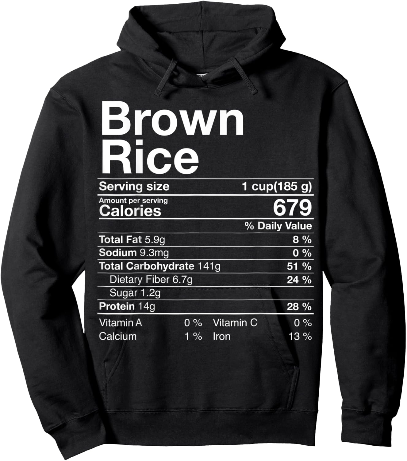 Brown Rice Nutrition Facts Thanksgiving Gifts Christmas Hoodie - Hoodie | Black
