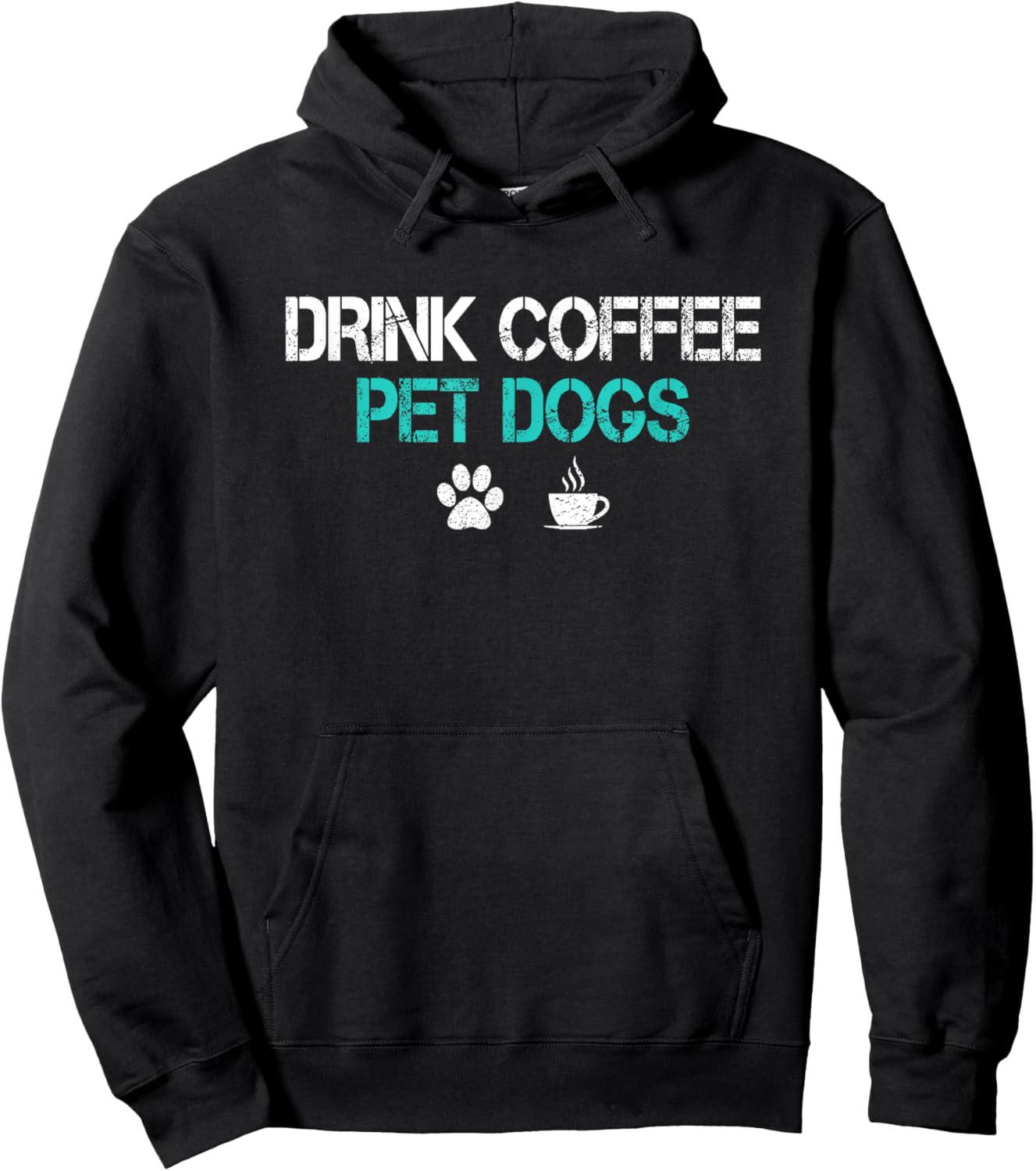 Drink Coffee Pet Dogs Funny Dog Lover Mom Dad Fathers Day Hoodie - Hoodie | Black