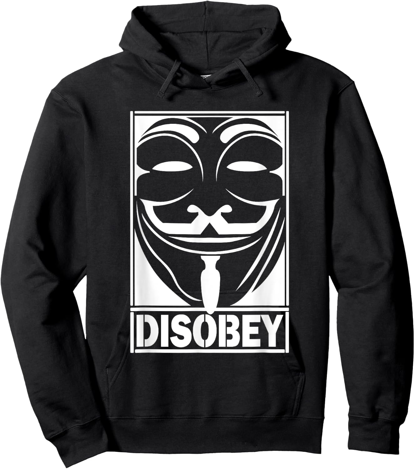 Disobey Big Face Anonymous Anon Revolution Hacker Hoodie - Hoodie | Black