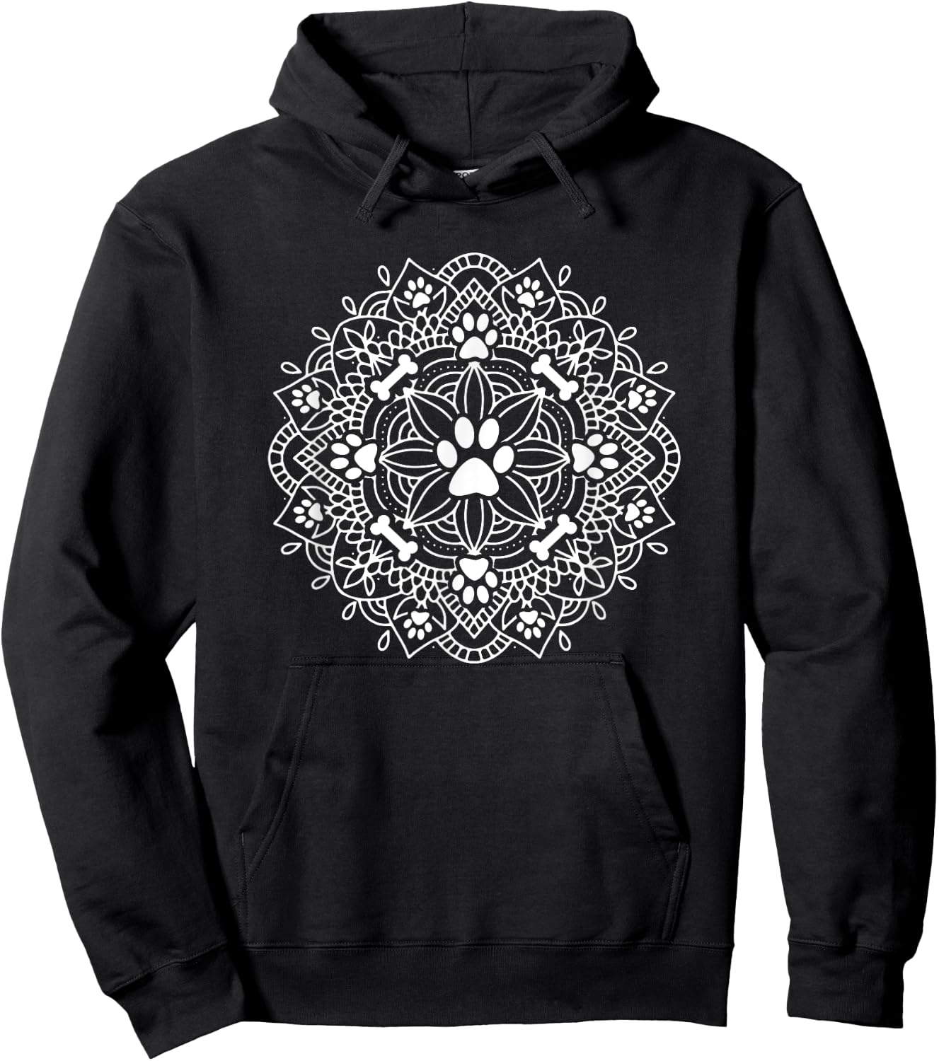 Dog Paw Print Bone Mandala - Dog Lover - Dog Mom Gift Hoodie - Hoodie | Black