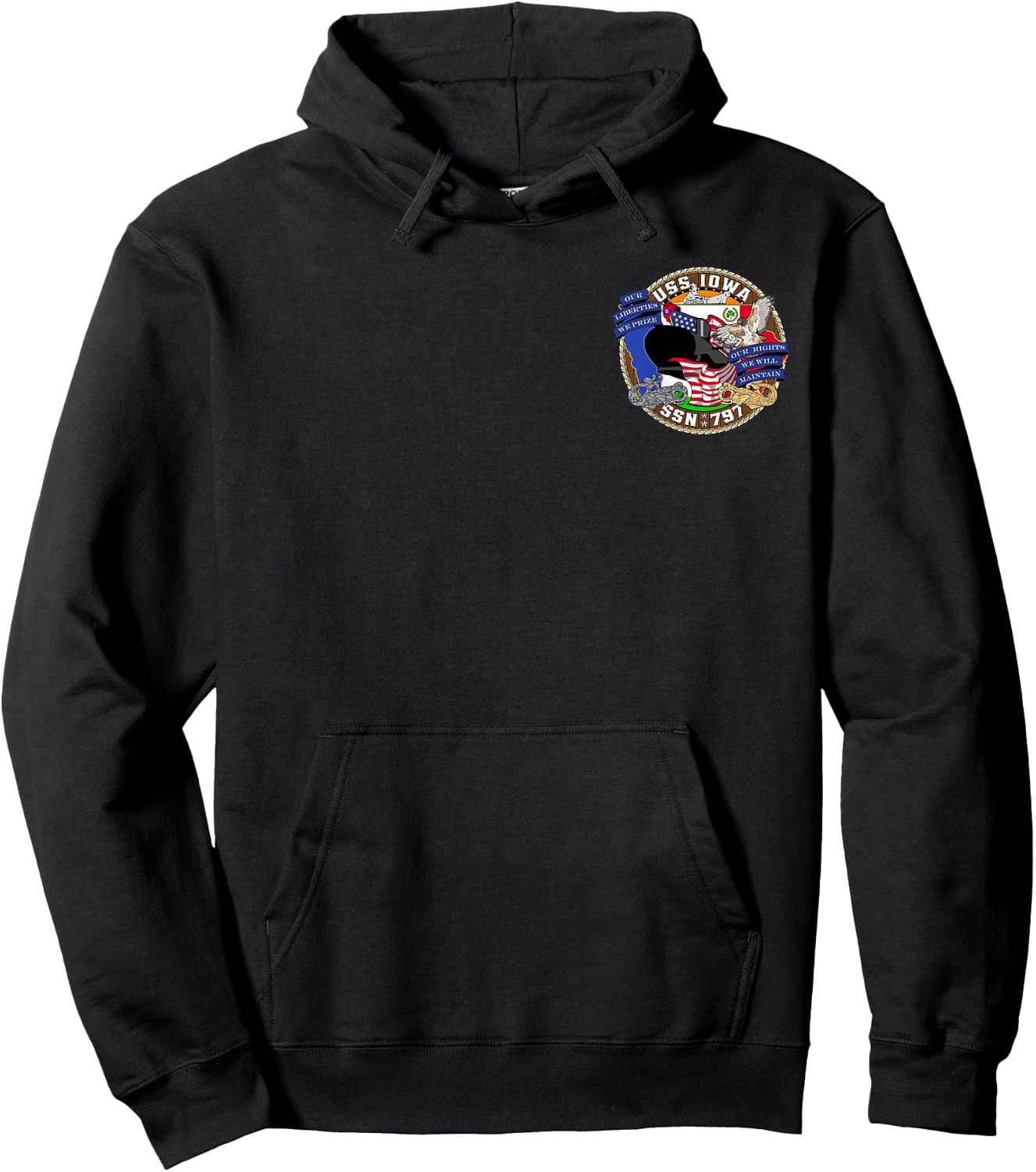 USS Iowa SSN-797 USA Flag Submarine Veteran Patriotic Father Hoodie - Hoodie | Black