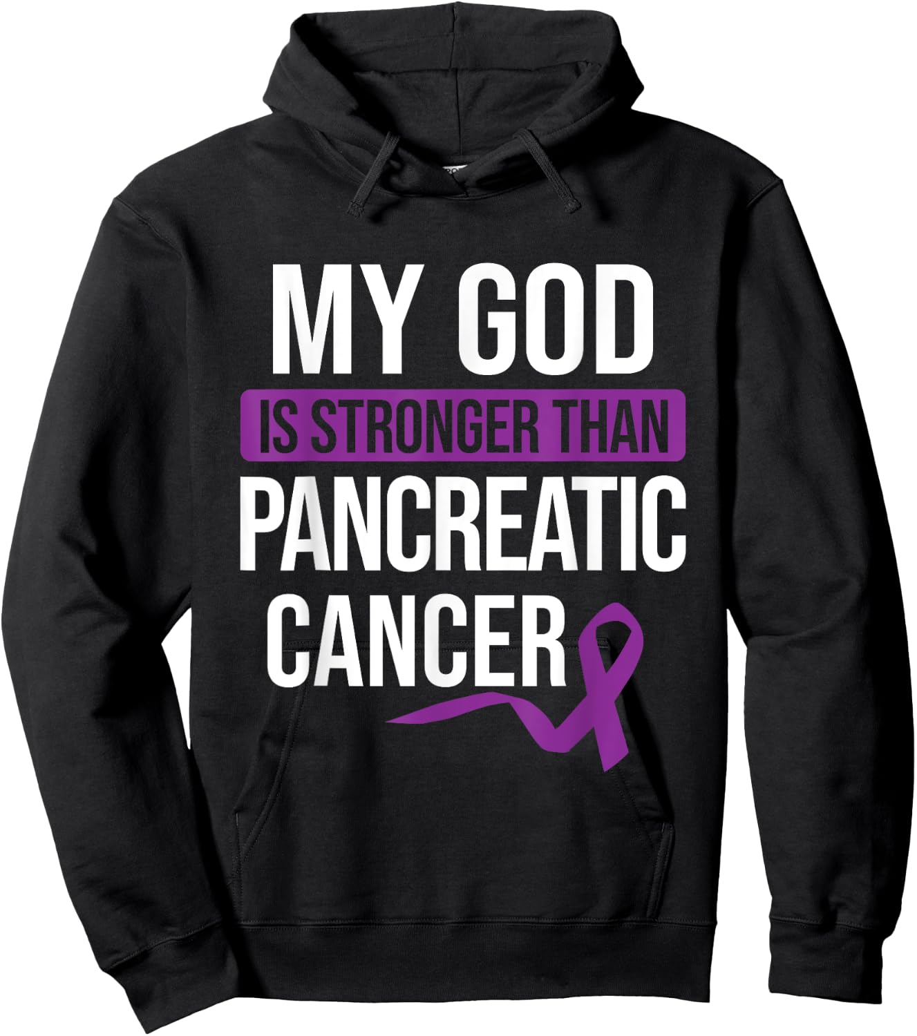 God Stronger than Pancreatic Cancer Cancer Awareness Hoodie - Hoodie | Black