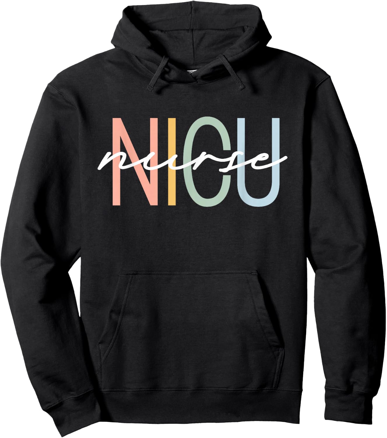 NICU Nurse ICU Neonatal Boho Rainbow Team Tiny Humans Retro Hoodie - Hoodie | Black