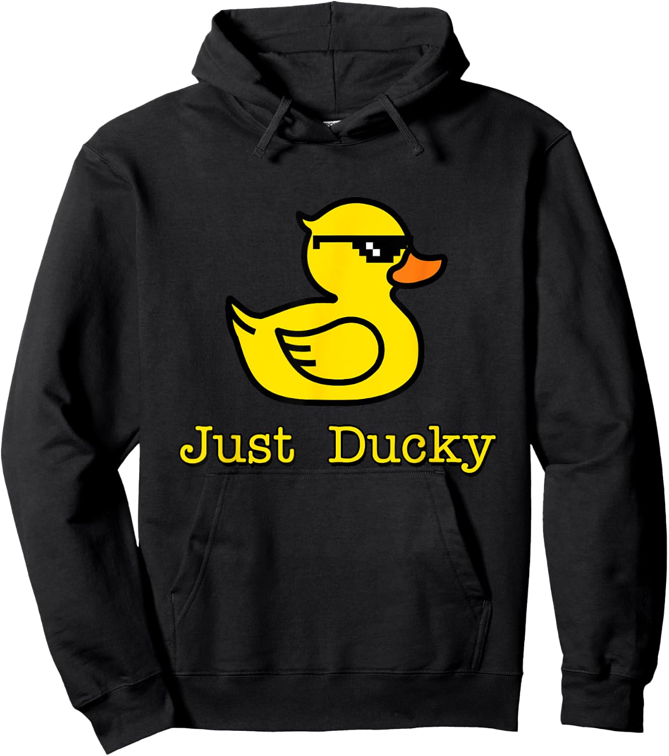 Just Ducky Funny Rubber Yellow Duck Childish Graphic Design Hoodie - Hoodie | Black