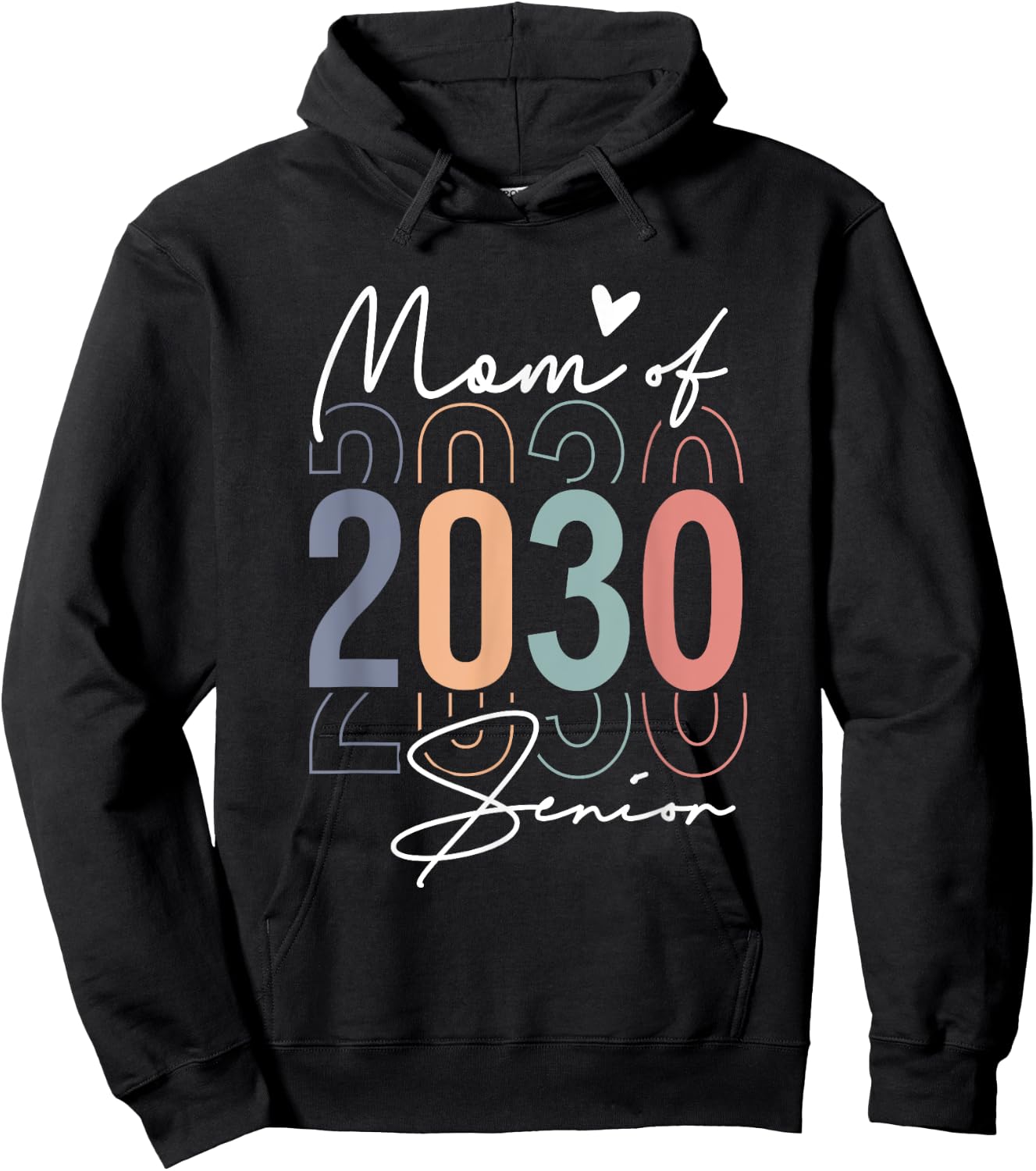 Class of 2030 Mom of a Senior Graduate Retro Graduation Vint Hoodie - Hoodie | Black